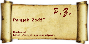 Panyek Zoé névjegykártya